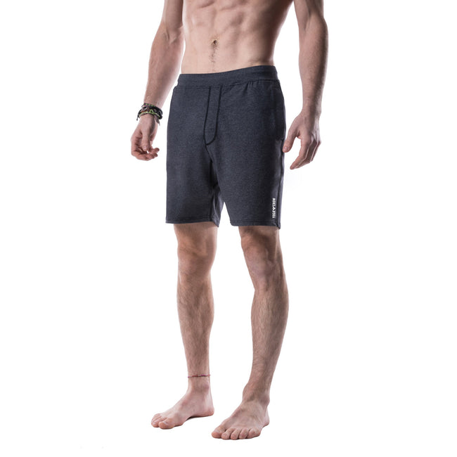 Yoga Crow™ Men's Swerve Yoga Shorts with Liner & Pockets in Heather Grey